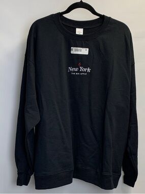 NWT New York “THE BIG APPLE” City Black Crewneck Size XL